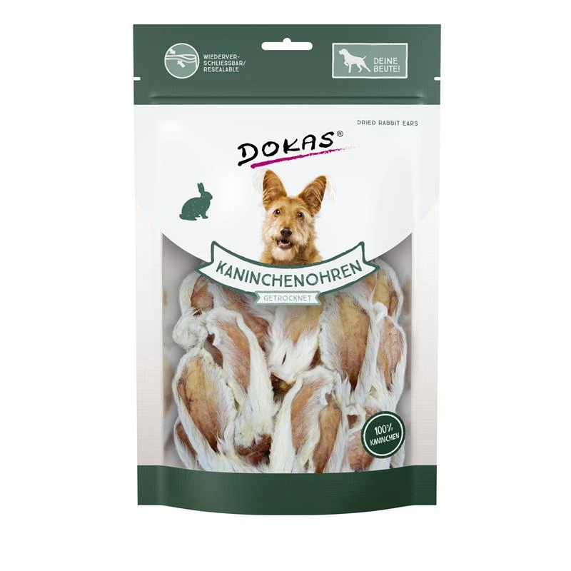 Dokas Kaninchenohren Mit Fell Getrocknet | 7x 100g Hundesnack 3 Dokas Kaninchenohren Mit Fell Getrocknet | 7x 100g Hundesnack