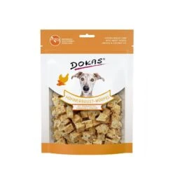 Dokas Hühnerbrust-Würfel,Süsskart.,Leinsamen | 8x 150g Hundesnack