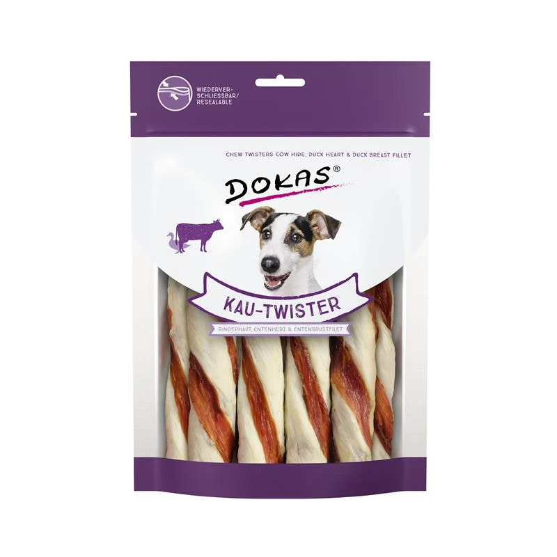 Dokas Kau-Twister Rinderhaut, Entenherz&Entenbrust | 9x 200g Hundesnack 3 Dokas Kau-Twister Rinderhaut, Entenherz&Entenbrust | 9x 200g Hundesnack