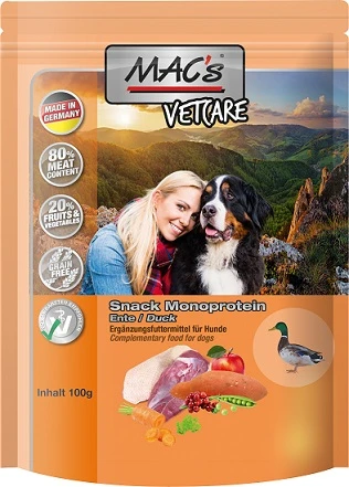 MACs DOG Mono Snack Ente | 9x 100g 3 MACs DOG Mono Snack Ente | 9x 100g